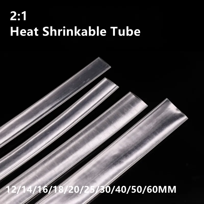 2:1 투명 열수축 튜브, 투명 열수축 와이어 슬리브, 12mm, 14mm, 16mm, 20mm, 30mm, 35mm, 40mm, 50mm, 60mm, 1m/로트