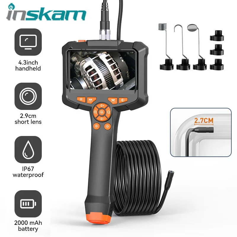 INSKAM 4.3 인치 IPS 스크린 산업용 내시경 카메라 HD1080P 자동차 하수구 검사용 단일 렌즈 파이프 검사 내시경