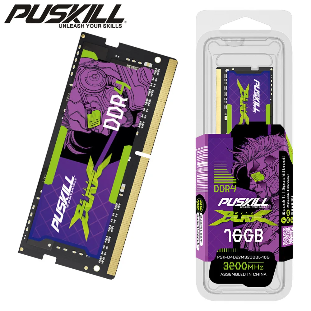 PUSKILL-고성능 노트북 메모리 램, DDR4 8GB 4GB 16GB 2400mhz 2133 2666mhz Sodimm